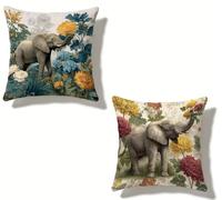 Cuscini per Divano 50x50 cm Set di 2 Colore Cuscino 50 x 50 Cuscini Divano Lino Copricuscini Divano Elefante Con Cerniera Invisibile, Primavera Estate Esterno Giardino Home Decorativi Regalos R-420X8Q