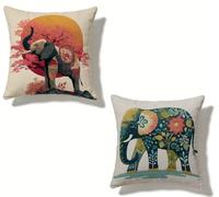 Cuscini per Divano 50x50 cm Set di 2 Colore Cuscino 50 x 50 Cuscini Divano Lino Copricuscini Divano Elefante Con Cerniera Invisibile, Primavera Estate Esterno Giardino Home Decorativi Regalos 4-3264Q3