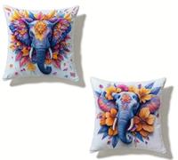 Cuscini per Divano 50x50 cm Set di 2 Colore Cuscino 50 x 50 Cuscini Divano Lino Copricuscini Divano Elefante Con Cerniera Invisibile, Primavera Estate Esterno Giardino Home Decorativi Regalos I-5981GH