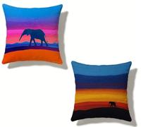 Cuscini per Divano 50x50 cm Set di 2 Colore Cuscino 50 x 50 Cuscini Divano Lino Copricuscini Divano Elefante Con Cerniera Invisibile, Primavera Estate Esterno Giardino Home Decorativi Regalos M-914SJV