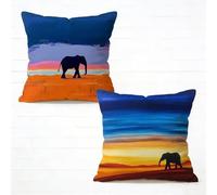 Cuscini per Divano 50x50 cm Set di 2 Colore Cuscino 50 x 50 Federe Cuscini Divano Lino Copricuscini Elefante Motivo Stampa Fronte-Retro Design Con Cerniera Invisibile per Primavera Decorativi B-769636