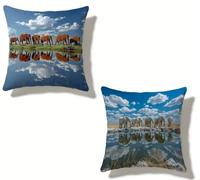 Cuscini per Divano 50x50 cm Set di 2 Elefante Cuscino 50 x 50 Cuscini Divano Lino Copricuscini Divano Animale Con Cerniera Invisibile per Primavera Estate Esterno Home Decorativi Regalos W-922I0A