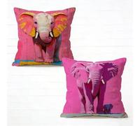 Cuscini per Divano 50x50 cm Set di 2 Rosso Cuscino 50 x 50 Federe Cuscini Divano Lino Copricuscini Elefante Motivo Stampa Fronte-Retro Design Con Cerniera Invisibile per Primavera Decorativi 2-262B7Z