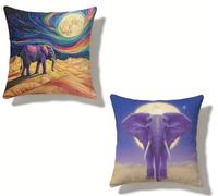 Cuscini per Divano 50x50 cm Set di 2 Viola Cuscino 50 x 50 Cuscini Divano Lino Copricuscini Divano Elefante Con Cerniera Invisibile, Primavera Estate Esterno Giardino Home Decorativi Regalos D-898616