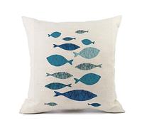 Cuscini per Divano 50x50 Pesce Grigio Blu Cuscini per Divano Cotone Biancheria Guanciali Letto, con Cerniera Invisibile Cuscino Letto Moderni Federe Cuscini per Divano Soggiorno