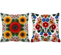 Cuscini per Divano 50x50 Set di 2 Retro Federe Cuscini Divano Fiore Cushion Covers Esterno Impermeabili Lino Quadrato Federa per Primavera Estate Decorazione Della Casa Arredo Camera da Letto m5-f3086