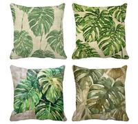Cuscini per Divano 50X50 Set di 4 Europa Settentrionale Federe Cuscini Divano Foglia Cushion Covers Esterno Morbido Quadrato Federa per Primavera Estate Decorazione Della Casa Camera da Letto M1-7