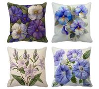 Cuscini per Divano 50X50 Set di 4 Viola Federe Cuscini Divano Fiore Cushion Covers Esterno Morbido Quadrato Federa per Primavera Estate Giardino Decorazione Della Casa Arredo Camera da Letto D14-0