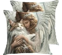 Cuscini per Divano 50x50cm 2 Pezzi Set Cuscini da Esterno Impermeabili Giardino Copricuscini Divano Cuscino Letto, Arredo Camera da Letto Accessori Casa Decorativi Cuscino Gatto Angelo X6JJ-854
