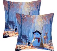 Cuscini per Divano 50x50cm 2 Pezzi Set Inverno Popolo Neve Cuscini da Esterno Impermeabili Giardino Divano Copricuscini Cuscino Decorativo per, Camera Letto Accessori Casa Decorativi Cuscino L6JT-147