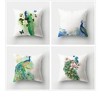 Cuscini per Divano 50x50cm, Fiore Di Pavone 4 Pack Cuscini Divano Fodera Impermeabile Quadrate Interni Federe per Cuscini con Cerniera Invisibile per Divano Casa Soggiorno Camera da Letto Decorazione