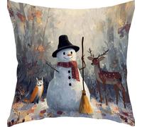 Cuscini per Divano 50x50cm Inverno Popolo Neve Cuscini da Esterno Impermeabili Giardino Divano Copricuscini Cuscino Decorativo Fodera per Guanciale, Camera Letto Casa Decorativi Cuscino YX6RB-86