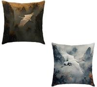 Cuscini per Divano 50x50cm Set di 2 Uccelli Copricuscini Divano Paesaggio Impermeabile Super Morbido Decorativi Velluto Quadrato Copricuscino, Doppia Faccia Stampa Cerniera Invisibile per Casa U-31847