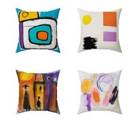Cuscini per Divano 50X50CM Set di 4 Colore Astratto Cuscini Esterno Decorative Lino Piazza Copricuscini con Cerniera Invisibile per Giardino Balcone Home Decorativi Regalos, Interni ed Esterni N-E1G63