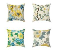 Cuscini per Divano 50X50CM Set di 4 Colore Flower Cuscini Esterno Decorative Lino Piazza Copricuscini con Cerniera Invisibile per Giardino Balcone Home Decorativi Regalos, Interni ed Esterni L-7H55