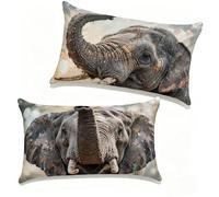 Cuscini per Divano 50x60 cm Set di 2 Grigio Cuscino 50 x 60 cm Cuscini Divano Lino Copricuscini Elefante Con Cerniera Invisibile per Primavera Estate Esterno Giardino Balcone Home Decorativi 4-462C6V