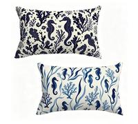 Cuscini per Divano 50x70 cm Set di 2 Blu Federe Cuscini Divano 50 x 70 cm Federe Cuscini Divano Animale Throw Pillows Lino Con Cerniera Invisibile per Giardino Decorazioni Casa, Regalo Donna 4-448ERO