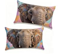Cuscini per Divano 50x70 cm Set di 2 Elefante Cuscino 50 x 70 cm Cuscini Divano Lino Copricuscini Animale Con Cerniera Invisibile per Primavera Estate Esterno Giardino Balcone Home Decorativi K-471D80