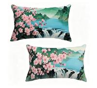 Cuscini per Divano 50x70 cm Set di 2 Waterfalls Federe Cuscini Divano 50 x 70 cm Federe Cuscini Divano Flower Throw Pillows Lino Con Cerniera Invisibile per Decorazioni Casa, Regalo Donna Z-A650AT