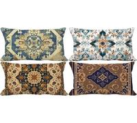 Cuscini per Divano 50x70 Set di 4 Retro Federe Cuscini Divano Boemia Cushion Covers Esterno Impermeabili Lino Rettangolo Federa per Primavera Estate Decorazione Della Casa Camera da Letto b-3740l