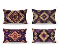 Cuscini per Divano 50x80 Set da 4 viola Federe Cuscino Letto, Cuscini da Esterno Impermeabili Lino Copricuscino Divano Bohemia Copricuscini, Decorazioni Giardino per Esterno, Decorazioni Estate, m-482