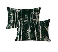 Cuscini per Divano 50x80, Set di 2, Bambù Motivo Cuscini da Esterno Impermeabili, Rettangolo Robusto Velluto Copricuscini Casa Soggiorno da Letto Giardino Esterno Copricuscini Decorativi Verde U-499