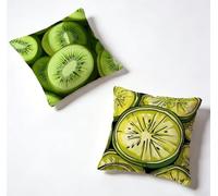 Cuscini per Divano 55 x 55 Set di 2 Verde Federe Cuscini Divano 55x55 cm Grandi Copricuscini Frutta Throw Pillows Lino Con Cerniera Invisibile per Giardino Decorazioni Casa, Regalo Donna Q-XH032F