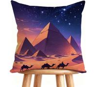 Cuscini per Divano 55x55 cm Cuscino Egitto Federe Cuscini Divano Lino Motivo Stampa Fronte-retro Design Con Cerniera Invisibile Cammello L-66M77
