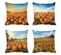 Cuscini per Divano 55x55 Set Di 4 Rurale Zucca Cuscini da Esterno Impermeabili in Lino Copricuscini Divano con Cerniera a Scomparsa Decorativi Square Copricuscini per Soggiorno Camera Balcone O-628