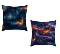 Cuscini per Divano 55x55cm Set di 2 Colore Copri Cuscino Letto Cielo Stellato Super Morbido Impermeabile Decorativi Velluto Copricuscini, Doppia Faccia Stampa Cerniera Invisibile per Casa G-75654
