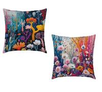 Cuscini per Divano 55x55cm Set di 2 Colore Copri Cuscino Letto Flower Super Morbido Impermeabile Decorativi Velluto Copricuscini, Doppia Faccia Stampa Cerniera Invisibile per Arredamento Casa 2-709DX