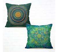 Cuscini per Divano 55x55cm Set di 2 Verde Boemia Set Cuscini Divano Esterno Impermeabili Morbido Velluto Quadrato Copricuscini Con Cerniera Invisibile Esterno Giardino Primavera Decorativi 3-784LF5