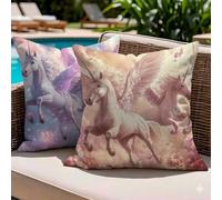 Cuscini per Divano 60x60 cm Set di 2 Viola chiaro Cavallo Cuscini per Divano Esterno Impermeabili Lino Cuscino Decorativi con Cerniera Invisibile Per Soggiorno Decorazione Sofá Balcone Patio, -#b1045s