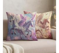 Cuscini per Divano 60x60 cm Set di 2 Viola chiaro Cavallo Cuscini per Divano Esterno Impermeabili Velluto Cuscino Decorativi con Cerniera Invisibile Per Soggiorno Decorazione Sofá Balcone,-#b1045s