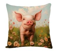 Cuscini Per Divano 60X60 Maiale Rosa Cuscino Decorativa In Lino Con Cerniera Invisibilela Per La Decorazione Domestica Soggiorno Camera Da Letto Divano