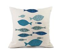 Cuscini per Divano 60x60 Pesce Verde Blu Cuscini per Divano Cotone Biancheria Guanciali Letto, con Cerniera Invisibile Cuscino Letto Moderni Federe Cuscini per Divano Soggiorno