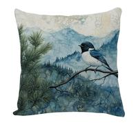 Cuscini Per Divano 60X60 Uccelli Blu E Bianco Cuscino Decorativa In Lino Con Cerniera Invisibilela Per La Decorazione Domestica Soggiorno Camera Da Letto Divano