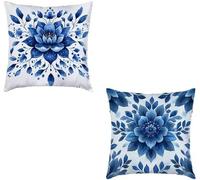 Cuscini per Divano 60x60cm Set di 2 Bianco Copricuscini Divano Flower Impermeabile Super Morbido Decorativi Velluto Quadrato Copricuscino, Doppia Faccia Stampa Cerniera Invisibile per Casa K-144OJ