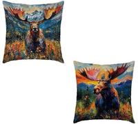 Cuscini per Divano 60x60cm Set di 2 Colore Copricuscini Divano Alce Impermeabile Super Morbido Decorativi Velluto Quadrato Copricuscino, Doppia Faccia Stampa Cerniera Invisibile per Casa L-274DX