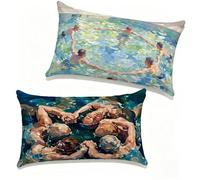 Cuscini per Divano 60x90 cm Set di 2 Funziona Cuscino 60 x 90 cm Cuscini Divano Lino Copricuscini Paesaggio Con Cerniera Invisibile per Primavera Estate Esterno Giardino Home Decorativi 6-6993RE