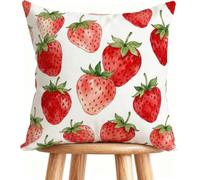 Cuscini per Divano 65x65 cm Cuscino Rosso Federe Cuscini Divano Lino Motivo Stampa Fronte-retro Design Con Cerniera Invisibile Fragola 6-6Z40C