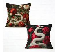 Cuscini per Divano 65x65 cm Set di 2 Colore Cuscino 65 x 65 Federe Cuscini Divano Lino Copricuscini Serpente Motivo Stampa Fronte-Retro Design Con Cerniera Invisibile per Primavera Decorativi 7-402Q6Z