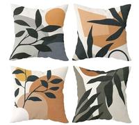 Cuscini per Divano 65x65cm 4 Pack Federa per Cuscini,Copri Cuscini per Divano in Cotone e Lino Moderni Quadrate Federa per Cuscino Divano Auto Soggiorno Camera da Letto Home Decor Foglia,26x26inch