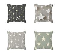 Cuscini per Divano 65X65CM Set di 4 Grigio Stella Cuscini Esterno Decorative Lino Piazza Copricuscini con Cerniera Invisibile per Giardino Balcone Home Decorativi Regalos, Interni ed Esterni 2-MN624
