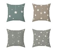 Cuscini per Divano 65X65CM Set di 4 Grigio Stella Cuscini Esterno Decorative Morbido Piazza Copricuscini con Cerniera Invisibile per Giardino Balcone Decorativi Regalos, Interni ed Esterni 2-FDK52