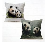 Cuscini per Divano 70x70 cm Set di 2 Bianco Cuscino 70 x 70 Federe Cuscini Divano Lino Copricuscini Panda Motivo Stampa Fronte-Retro Design Con Cerniera Invisibile per Primavera Decorativi Q-7648AX