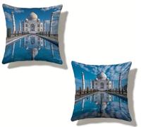 Cuscini per Divano 70x70 cm Set di 2 Blu Cuscino 70 x 70 Cuscini Divano Lino Copricuscini Divano Taj Mahal Con Cerniera Invisibile, Primavera Estate Esterno Giardino Home Decorativi Regalos S-82890E