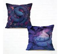 Cuscini per Divano 70x70 cm Set di 2 Viola Cuscino 70 x 70 Federe Cuscini Divano Lino Copricuscini Serpente Motivo Stampa Fronte-Retro Design Con Cerniera Invisibile per Primavera Decorativi Q-999X1B