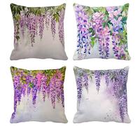 Cuscini per Divano 70X70 Set di 4 Lilla Federe Cuscini Divano Lavanda Cushion Covers Esterno Morbido Quadrato Federa per Primavera Estate Giardino Decorazione Della Casa Arredo Camera da Letto B14-H