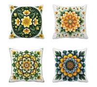 Cuscini per Divano 75 x 75 Set Di 4, Verde Cuscini per Divano Mandala Modello, Doppia Faccia Stampa Velluto con Cerniera Invisibile, per Decorazioni Casa, Camera Deco Aesthetic Uomo -HCW25067KGB87N3